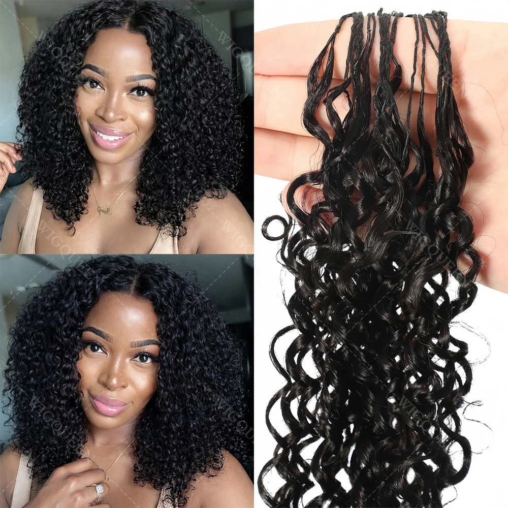 

Натуральные волосы для плетения крючком 12A: плотные, кудрявые, с мелкими спиралями, для богемных причесок и узелков Miracle Knots