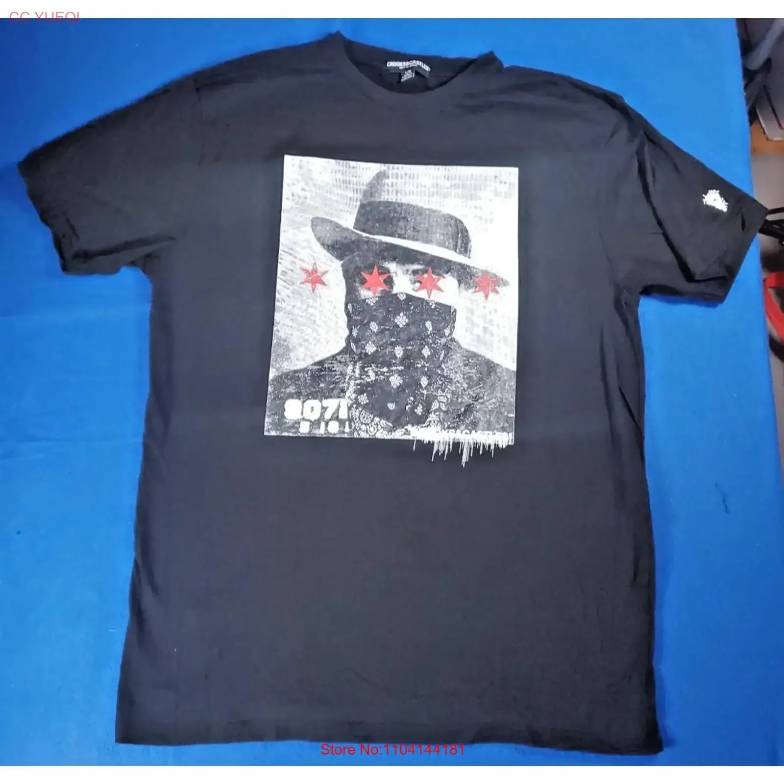 Crooks Castles Al Capone Mug Shot Black T Shirt Men's Size Large long or short sleeves vintage Washed Stylish homme