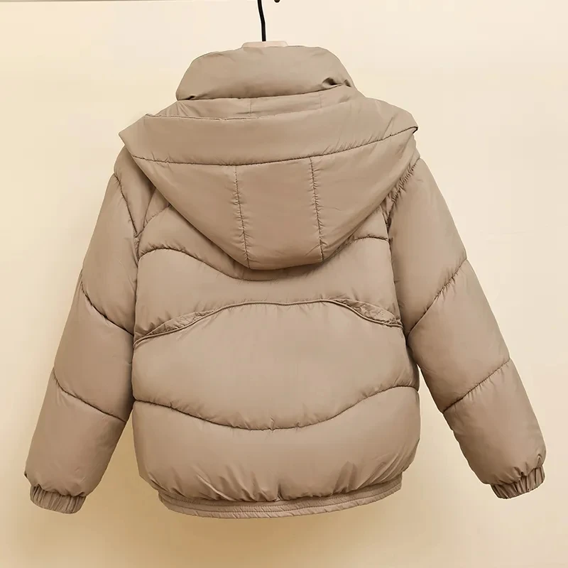 Women's Cotton-padded Clothes 2024 New Winter Korean Bread Short Fashion Female Thicken Down Coat Casual Loose Hooded Jackets