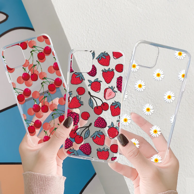 Silicone Cherry Strawberry Phone Case For Huawei Mate 20 Pro Honor P20 90 200 Lite X9c X8 X9b X9a X8a Magic 5 6 Lite Clear Cover