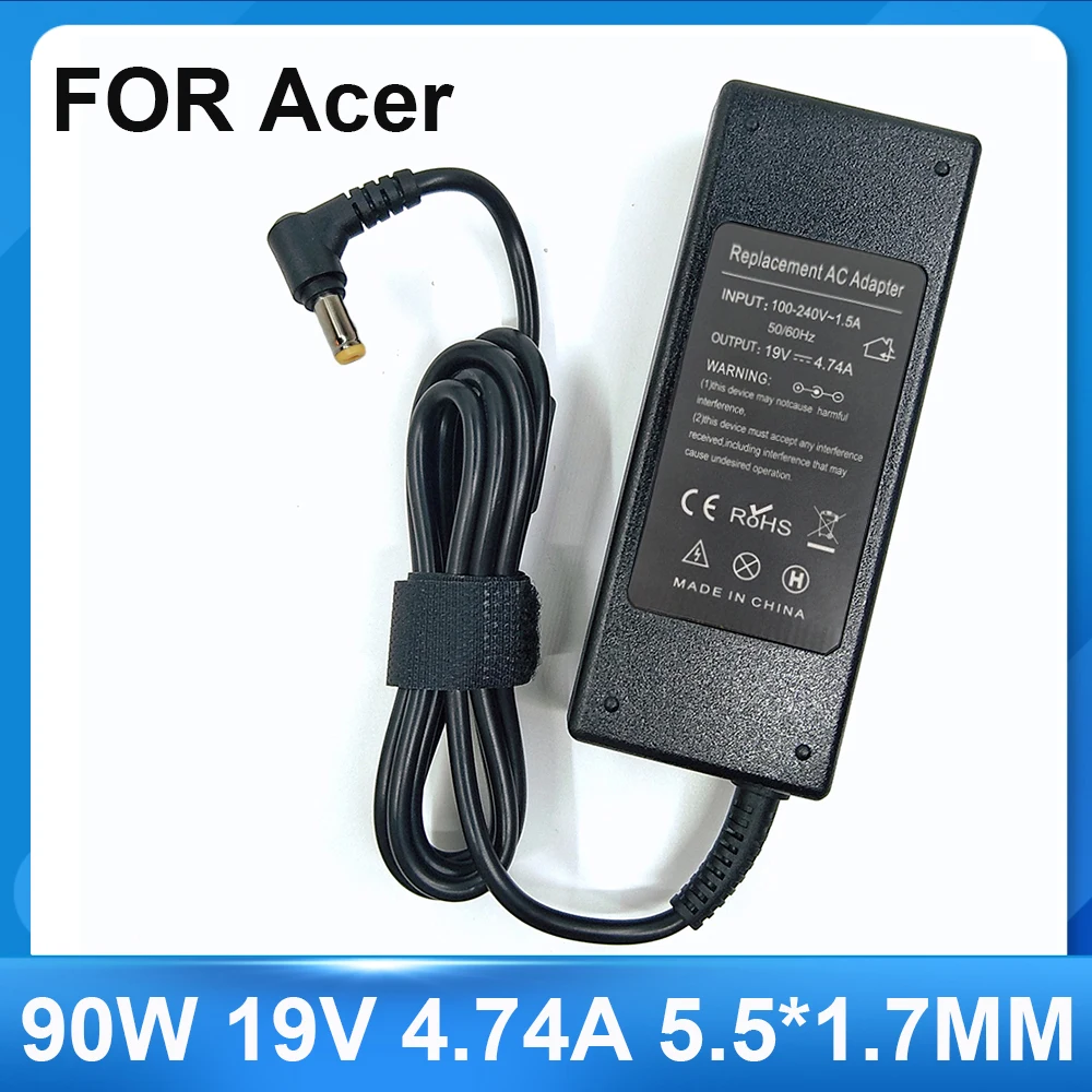 AC Adapter 90W 19V 4.74A 5.5x1.7mm Laptop Adapter Charger for ACER ASPIRE 5750G 5755G 7110 9300 E1-531 E1-571G M5-581G V5-571