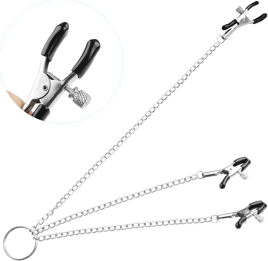 Romi Nipple Clamps With Chains Clitoris Clamp With 3 Adjustable Soft Rubber Metal Clips SM Bondage Restraints Adults Flirting Se