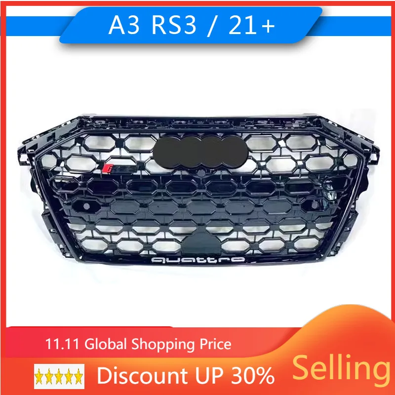 Car Front Bumper Grille Grill For 2021 2022 2023 Audi A3 Hot Rod Auto Salon upgrade Refit RS3 auto Racing grills