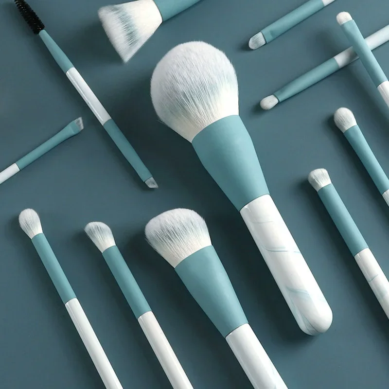 Atacado 12 pçs conjunto de pincéis de maquiagem ultra macio em pó ferramentas de maquiagem ponto iniciante blush escova corretivo escova faca borda delineador