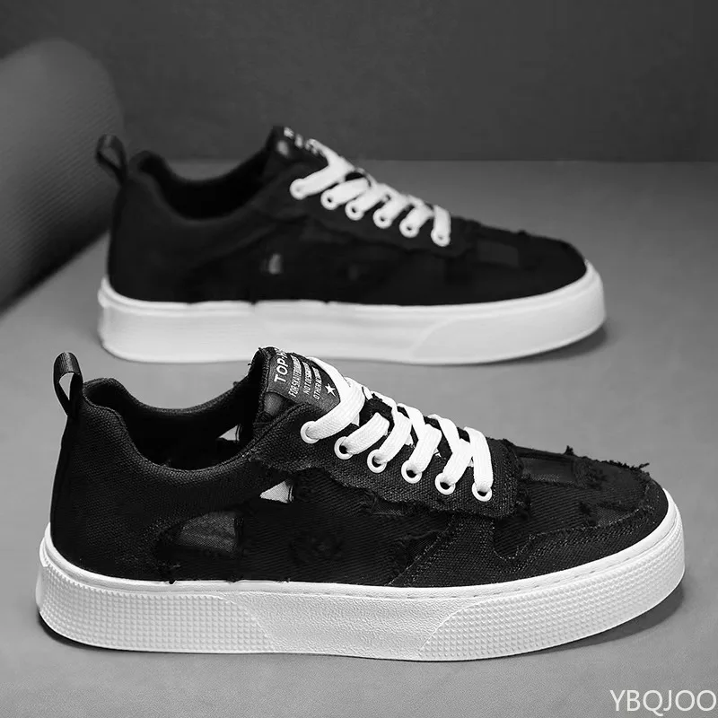 2025 الربيع والصيف جديد الرجال موضة قماش حذاء كاجوال أحذية رياضية تنفس لينة سوليد أحذية رجالي مريحة #3