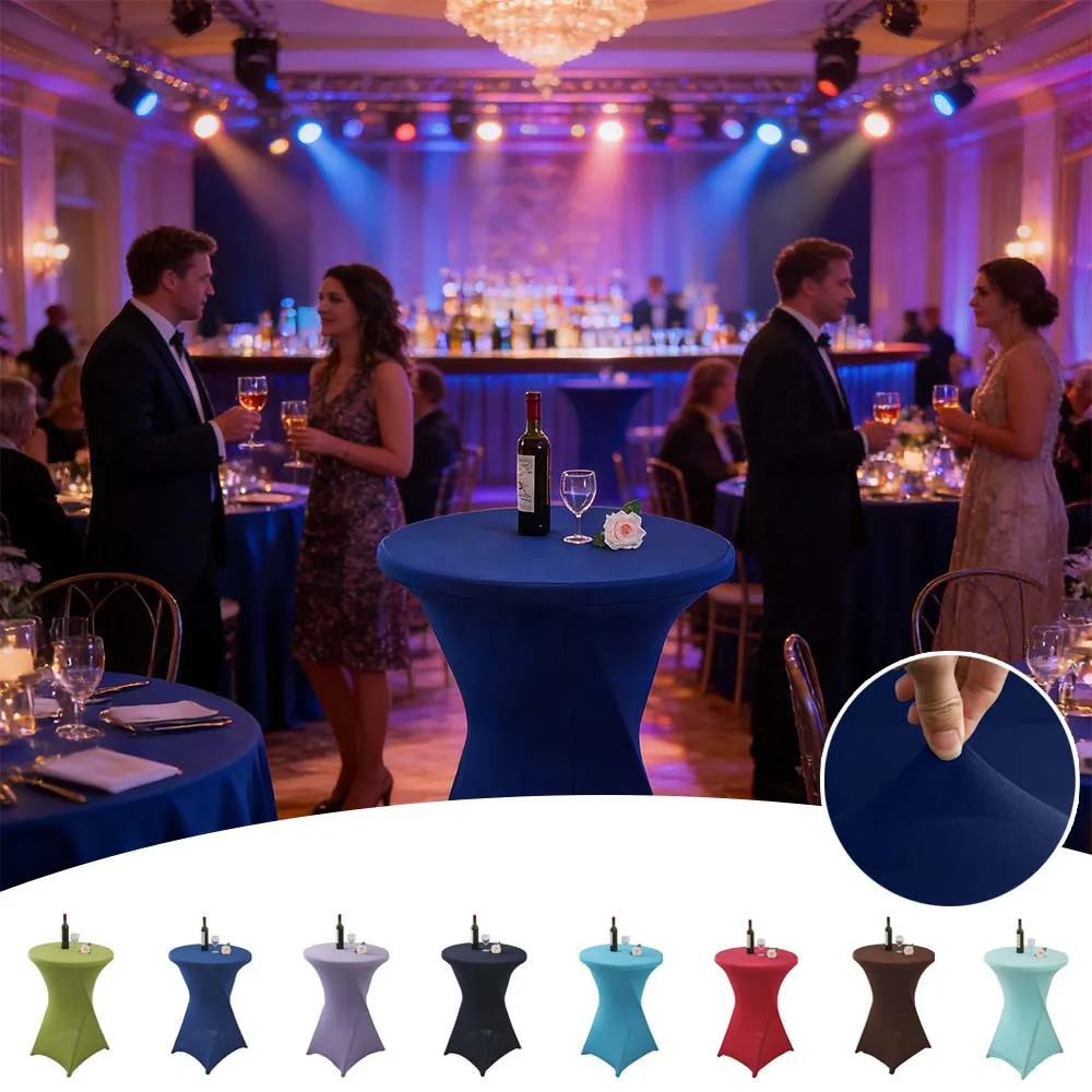 

Stretchy Cocktail Tablecloth Round Spandex Wrinkle Resistant Table Covers for Wedding Party Restaurant Event Decor Скатерть 식탁보