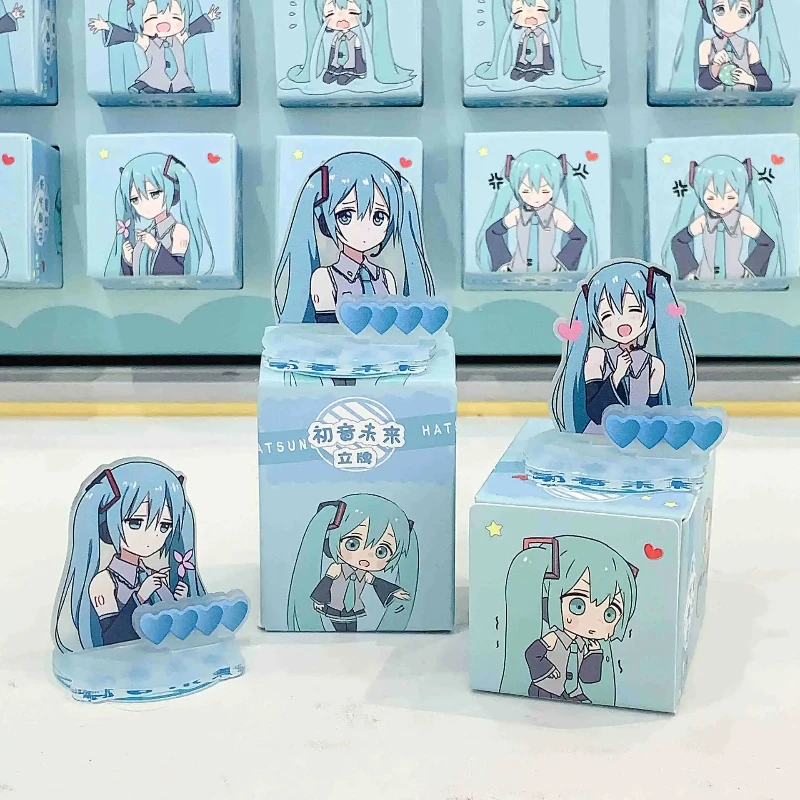 42PCS Cartoon Hatsune Miku Cartoon Pattern Characters Stand on The Bottom of The Tape Display Shelf Surprise Gift Box