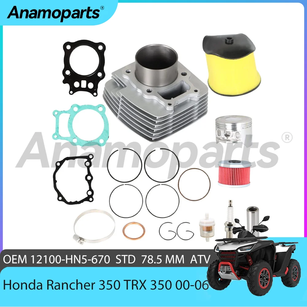 STD 78.5 mm Motor Cylinder Piston Rings Gasket Rebuild Overhaul Kit for 00-06 Honda Rancher TRX350 TRX 350 CC ATV 12100-HN5-670