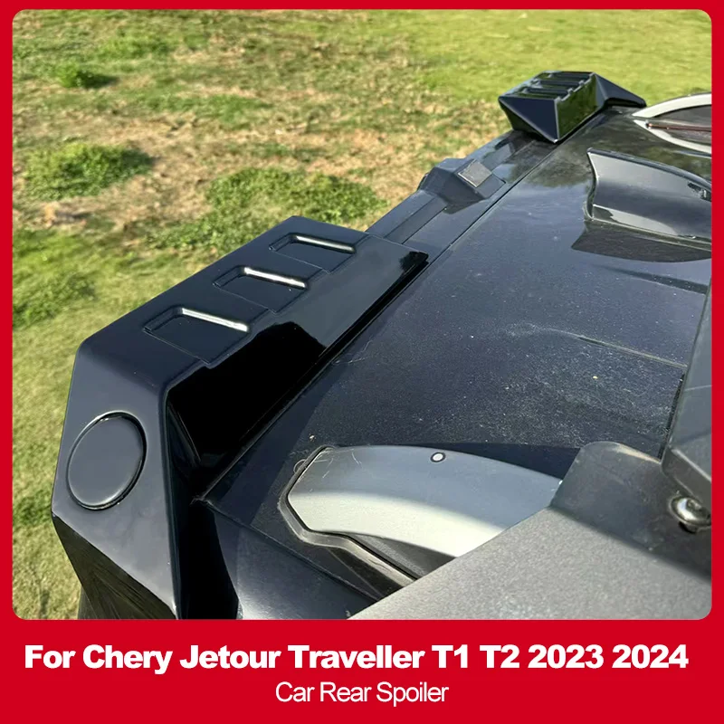 

For Chery Jetour Traveller T1 T2 Rear Extension Spoiler ABS Gloss Black Segmented Tail Wing Auto Parts Accessories 2023 2024