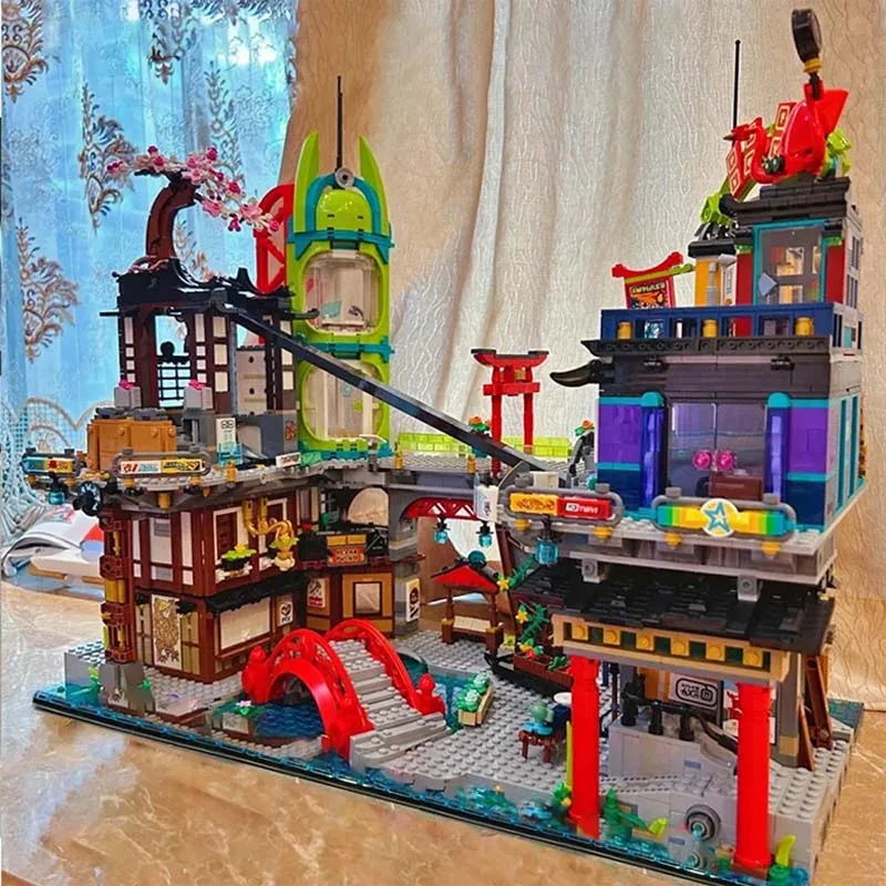 En stock 6163 pièces avec figurines compatibles 71799 City Markets City Gardens Briques de construction Jouets Cadeau d'anniversaire pour enfants