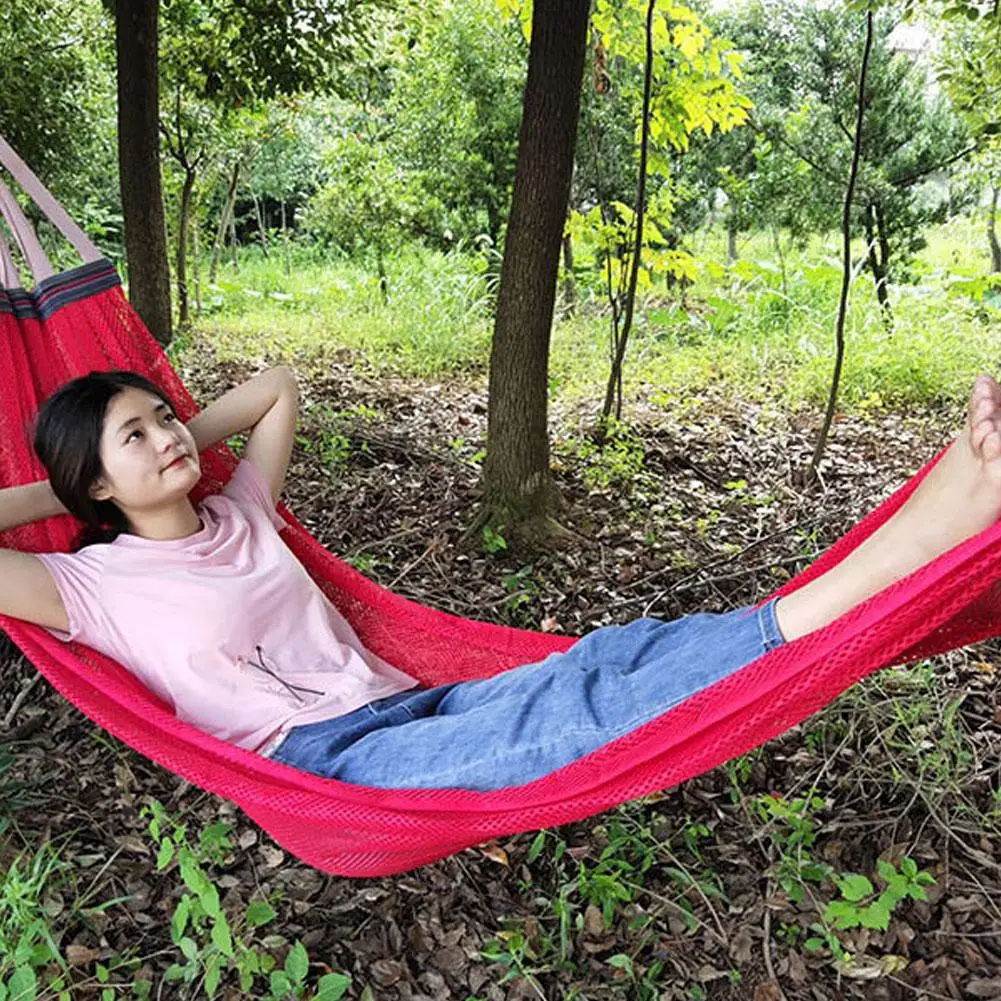 Portable Thickened Nylon Rope Hammock Indoor Outdoor Mesh Hammock Swing Chair Durable Comfortable for Garden Camping Patio image 5