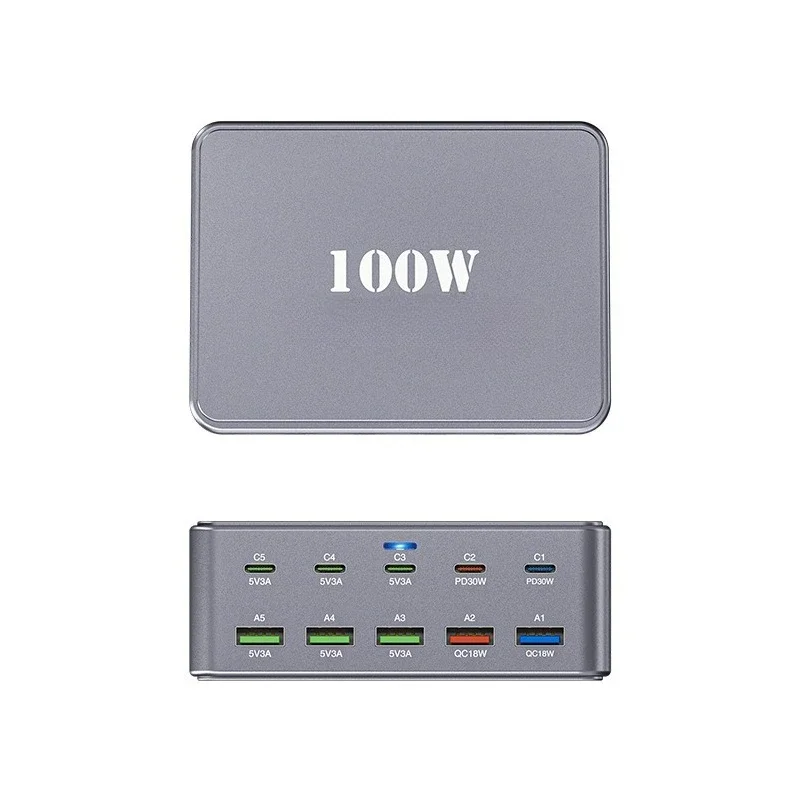 Multi-port PD USB charger Travel studio charging head 10-port fast charging socket Mobile phone fast charger
