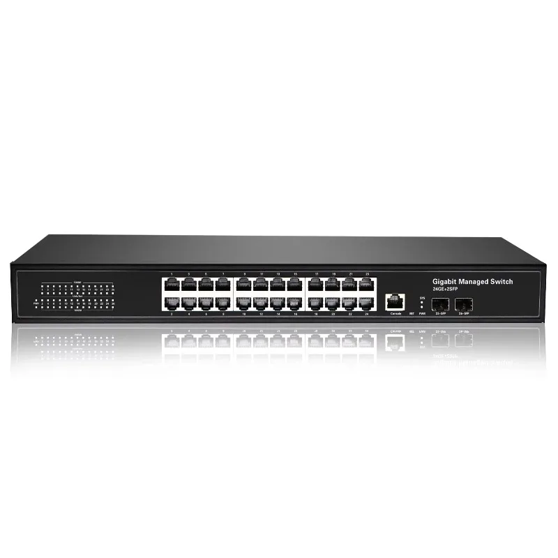 24 Port Gigabit Layer 2 Managed Rack-mount L2 L3 Ethernet Network Switch with 2 Fiber Optic SFP Slots