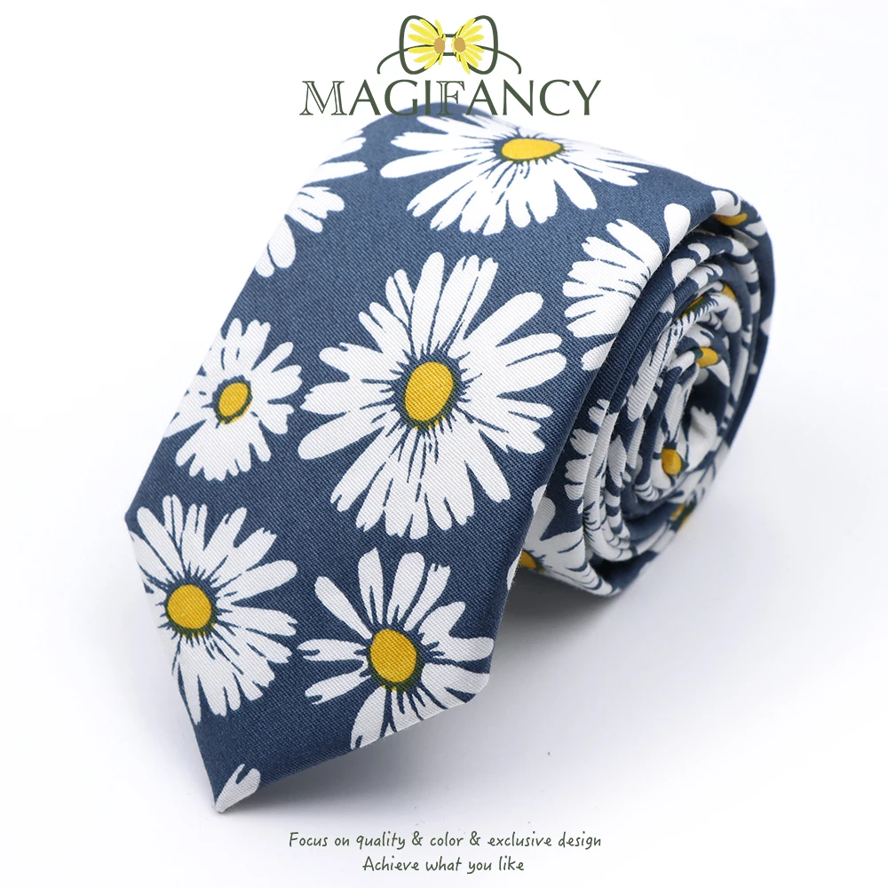 Quality Fashion New 20 Colors Floral Print 6.5cm 100%Cotton Tie Wedding Party Daily Suit Tuxedo Casual Gift Men Cravat Accessory