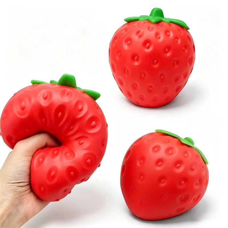 Cute Strawberry Slow Rebound Squeeze Ornament, Soft Fruit Shaped Stress Relief Decor, Mini Leisure Table Accessory for Home Layo