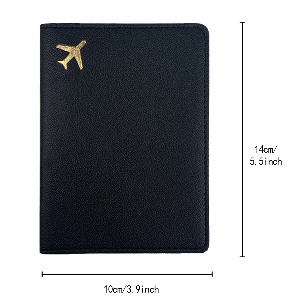 Portable Travel Passport Case Women Men Credit Card Organizer Cover Gold Letter Pattern PU Airplane Travel Passport Cover