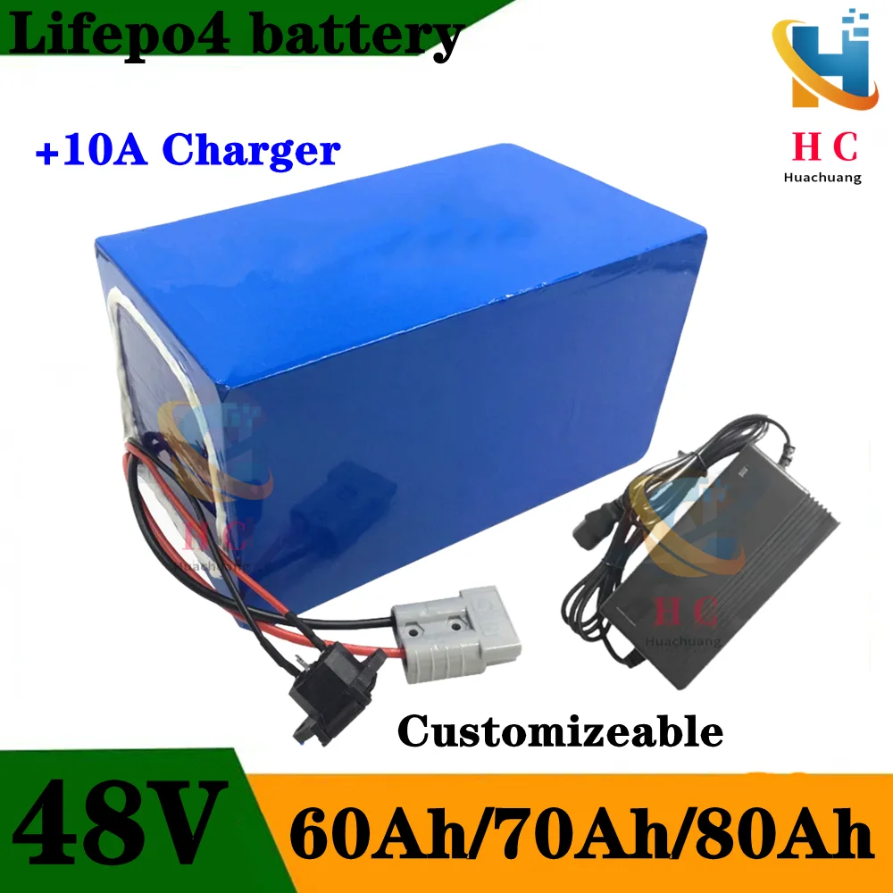 

Lithium 48V 80AH lifepo4 48V 60Ahbattery 48V 70Ah Rechargeable for 3500w scooter bike Solar motorcycle vehicle + 10A Charger