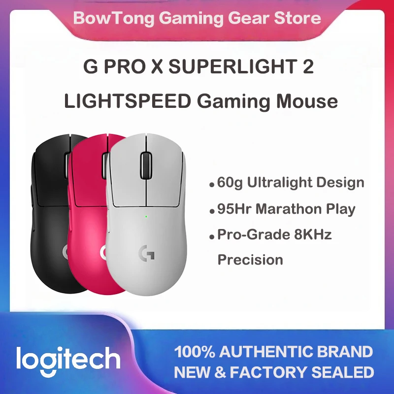 LogitechG PRO X SUPERLIGHT 2 Wireless Gaming Mouse gpw3 8000Hz 32000DPI 60g Lightweight for FPS MOBA eSports