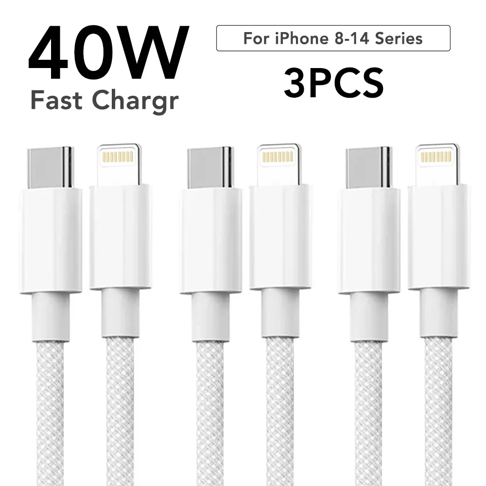 60W Snelle Oplaadkabel van Nylon met gevlochten behuizing, USB-C naar Type-C, gekleurd, PD, voor iPhone 13 14 Pro Max 11 12 XR XS Max Plus Samsung, data synchronisatie