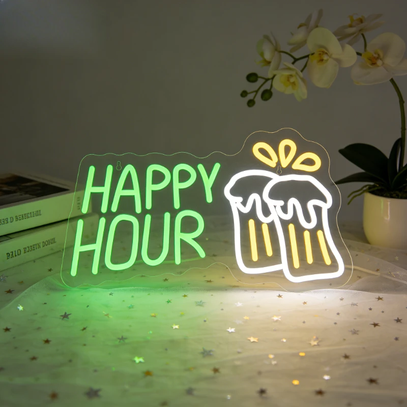 ハッピーアワー-ネオンサイン-ledナイトライト-3dアクリル-ビールジョッキ-パブ-バー装飾-usbウォールランプ-ホームルーム-エステティック-パーティーデコレーション-ギフト