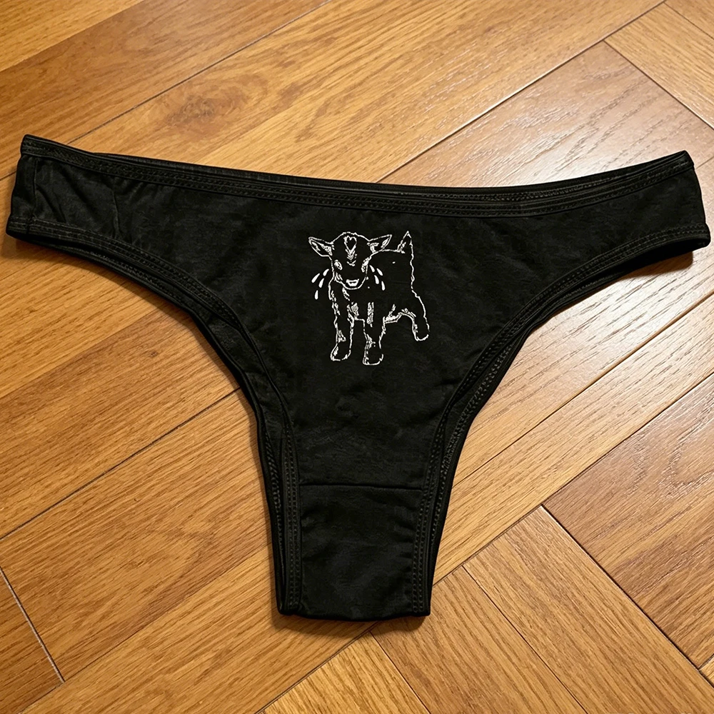 Women's fashionable cartoon printed sexy beach triangle underwear design Emo girl style sexy slim fit retro multifunctional stre