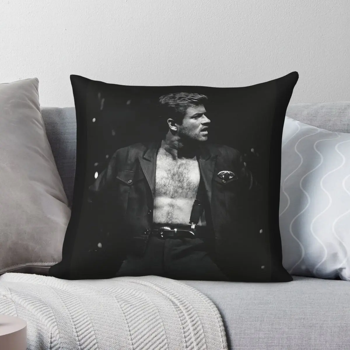 George Michael Stage Moments Square Pillowcase Polyester Linen Velvet Pattern Decorative Throw Pillow Sofa Seater Cushion Cover