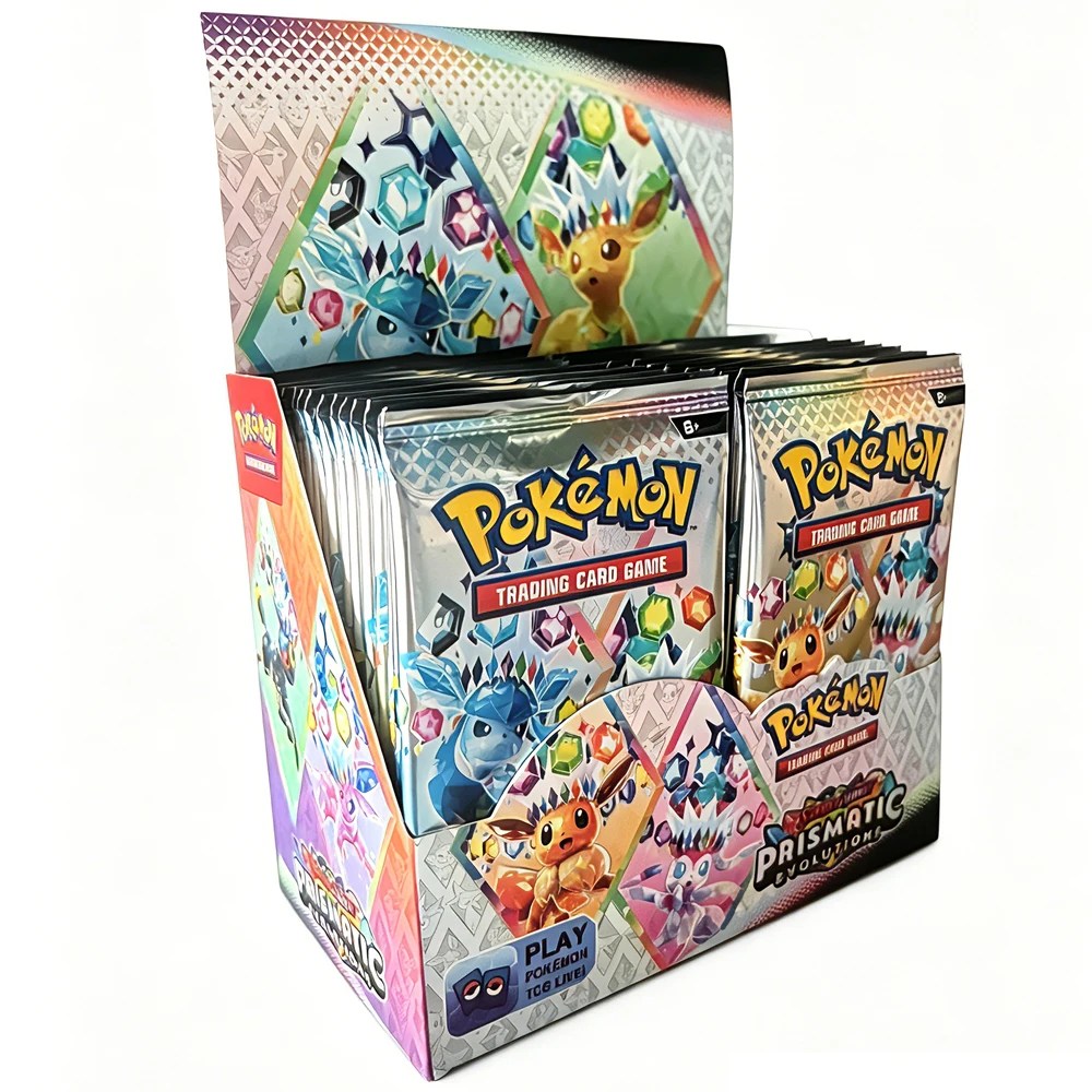 360Pcs Anime Trading Cards Prismatic Evolutions Crystal Eevee English Booster Box Battle Game Collectible Hobby Gift