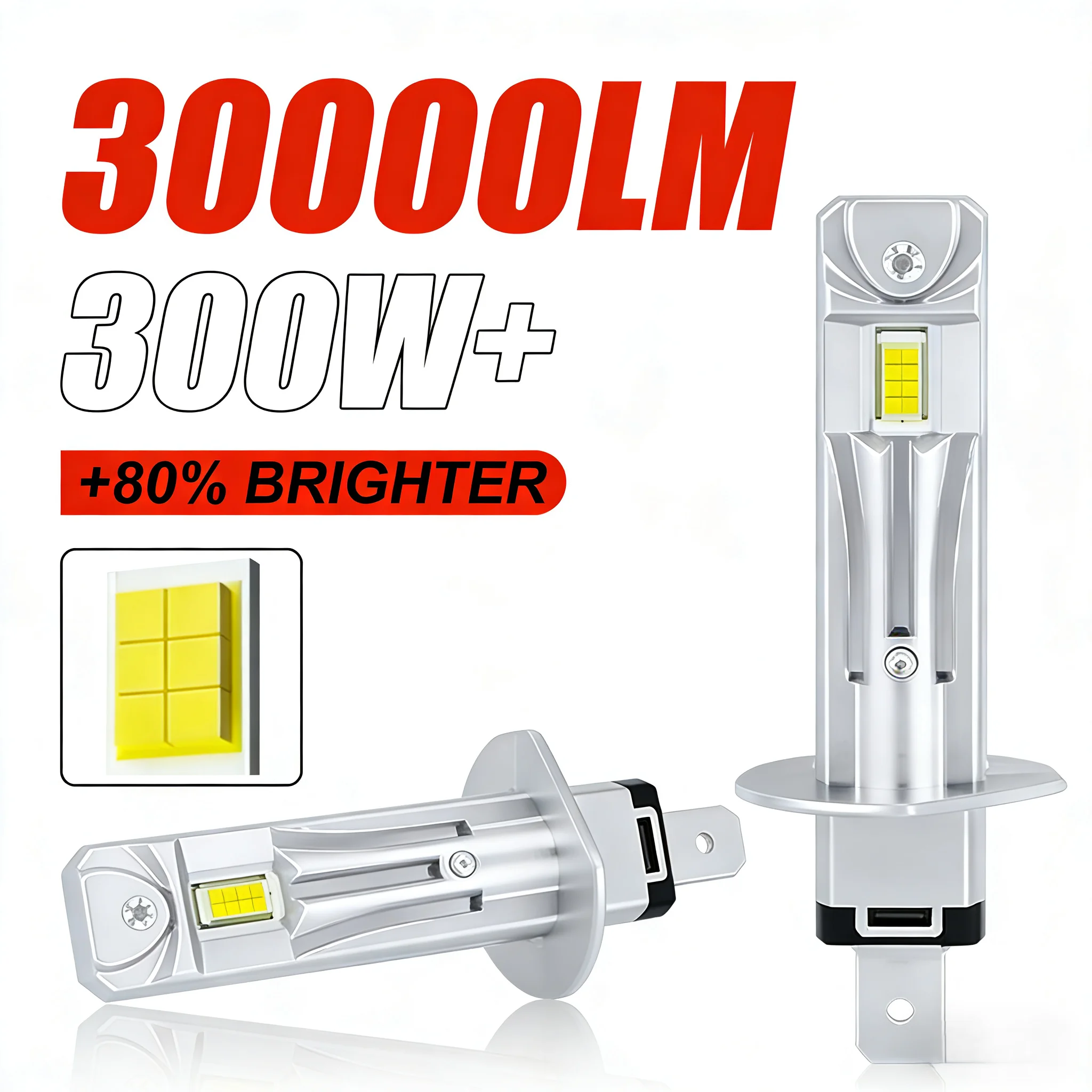 

H1 A51 LED 300W Headlight Bulbs Led Light Canbus EMC Fanless Wireless 16PCS CSP CHIPS High Low Beam 1:1 Auto Mini Diode 12V 24V