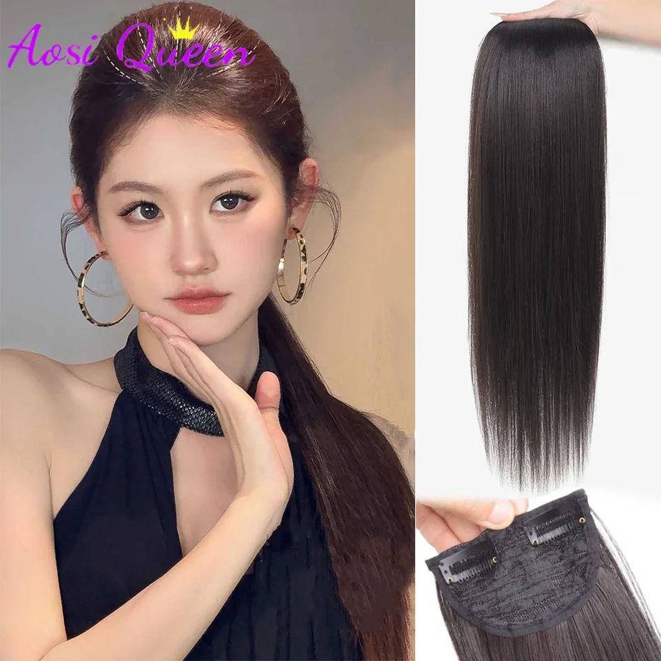 AOSI Fluffy Invisible Seamless Hair Pads Women Clip in Hair Extension Lining of Natural Hair Top Side Cover Piece Synthetic Pads