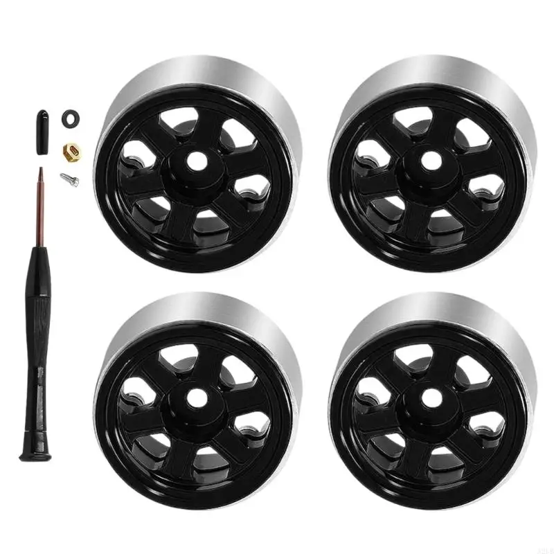 Packung mit 4 hochwertigen 1/30 SCX30 0,7 Zoll Aluminium-Metall-Ersatzrädern für Off-Road-Modelle A2UB – Detail 10