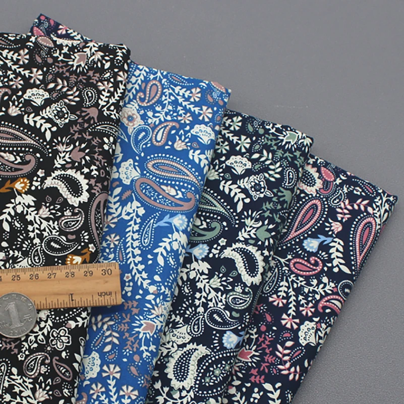 Paisley Fabric Ethnic Style Cashew Flower Cotton Printed Fabric Handmade Cloth Headscarf Cloth Shirt by Half Meter