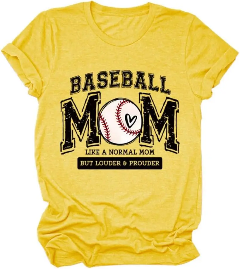 

Baseball Mom Like a Normal Mom T-Shirt for Women Graphic Print Short Sleeve Shirt Tees Tops