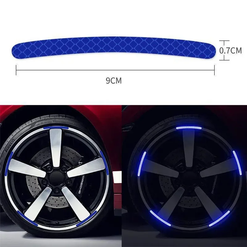 Car Tire Rim Reflective Sticker Night Safety Warning Strip Motorcycle Bike Auto Wheel Hub Reflector Stickers Decals 20Pcs