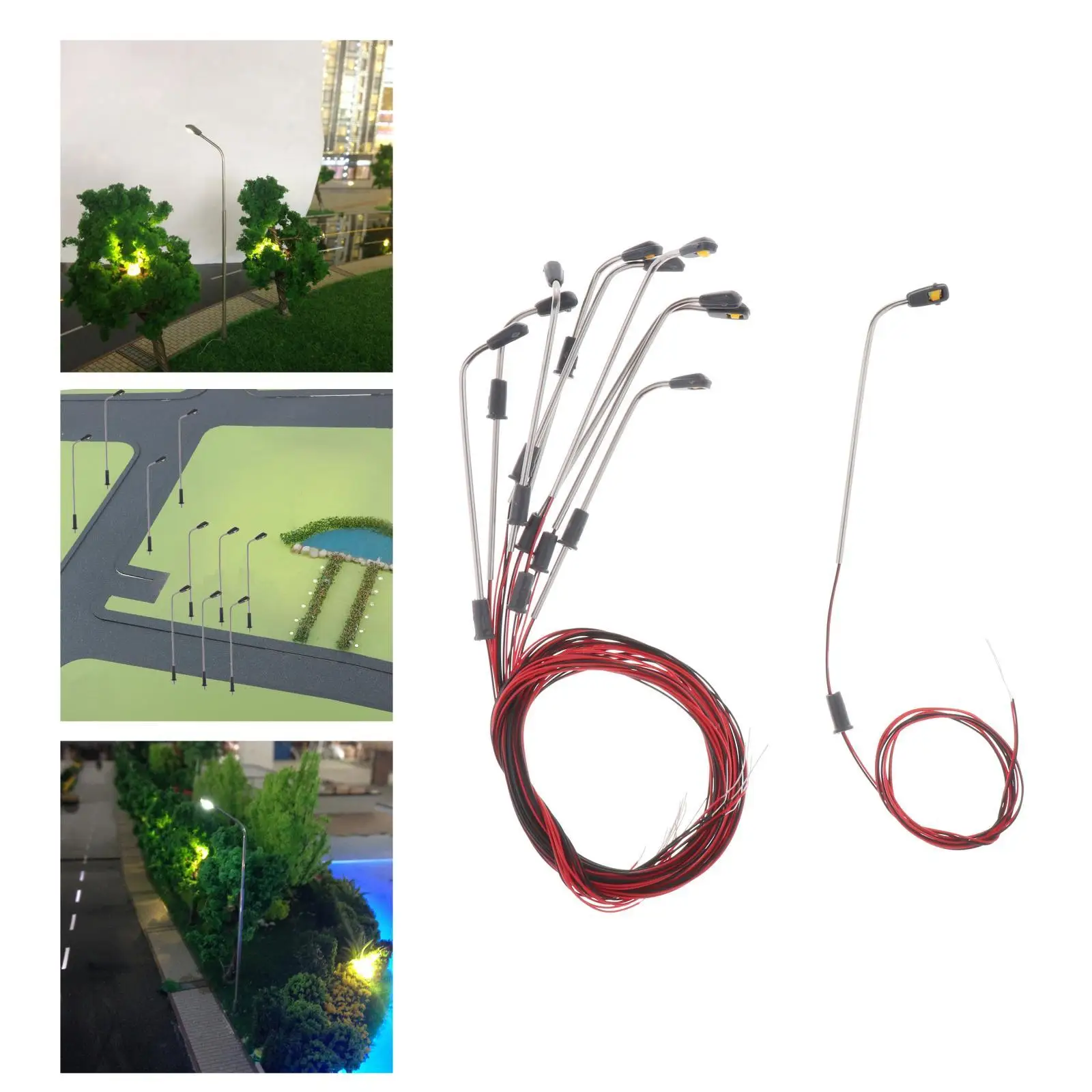 10 Buah Diorama Tiang Lampu 3V Lanskap Lampu Tunggal Kereta Api 1:200