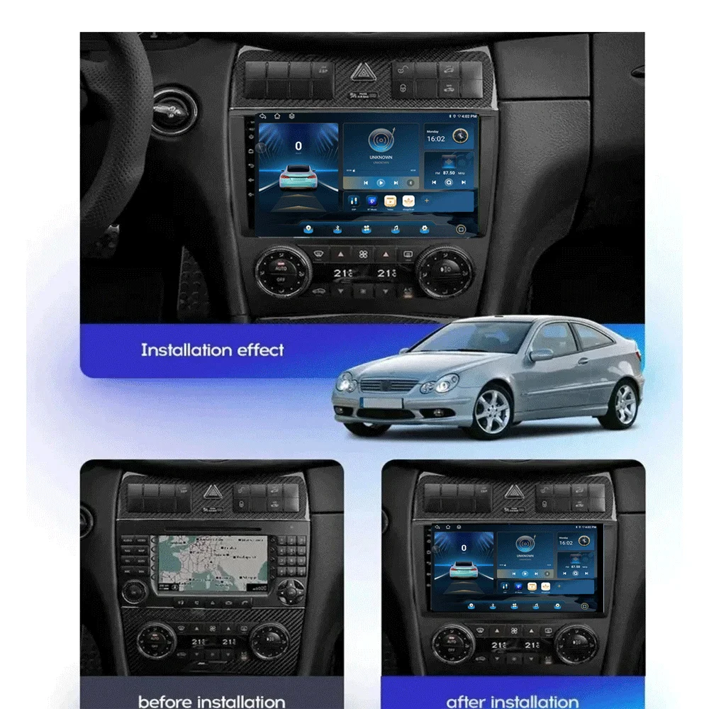 Android 16 For Mercedes Benz W203 W209 C180 C200 C220 C230 2005 - 2009 video Player Car Radio Stereo GPS Carplay AUTO 5G+WIFI