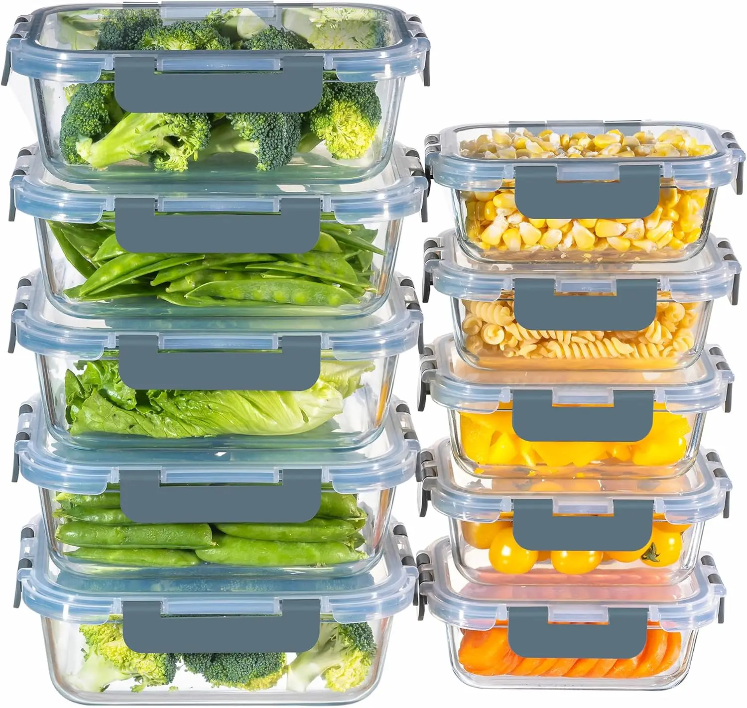 

10-Pack Glass Storage Containers with Lids, Glass Meal Prep Containers Set, Airtight Lunch Containers with Lids, Microw