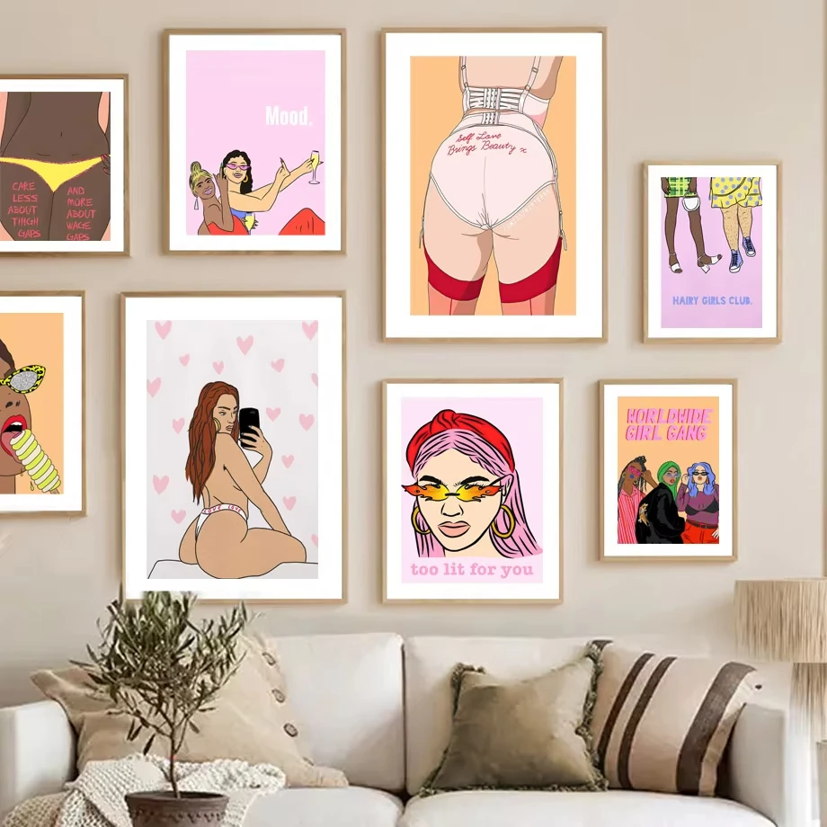 Feminist Girl Power Posters Summer Butt Wall Art Print Worldwide Girls Gang Canvas Painting Home Decoration Pictures Living Room