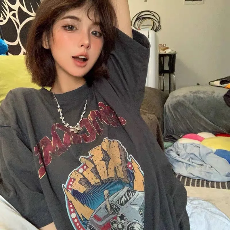 

Spring Summer Vintage k ey ort Sve T-irt Women's Faion Comfortable and versatile Casual Cotton Top Classic Sle Basic Fit Size