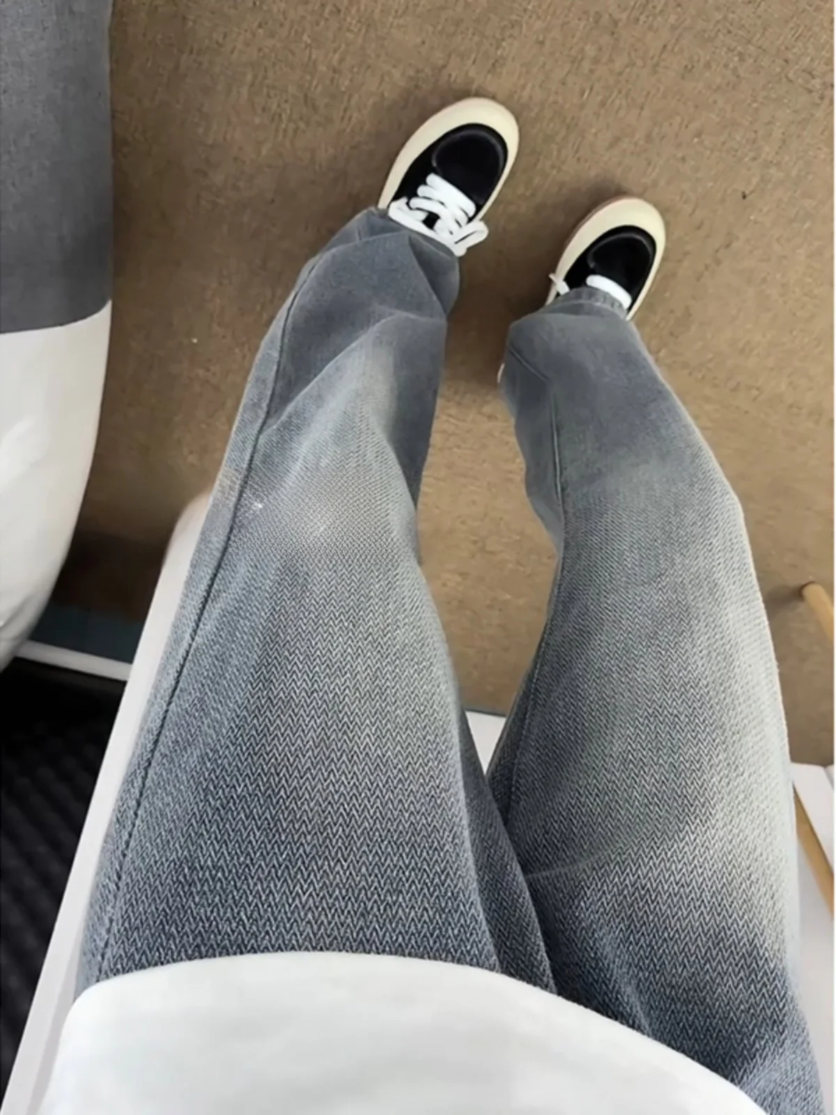 

American Retro Starry Night Denim Jeans Men's Summer High Waist Straight Leg Drapey Cleanfit Wide Leg Pants Youth Trend