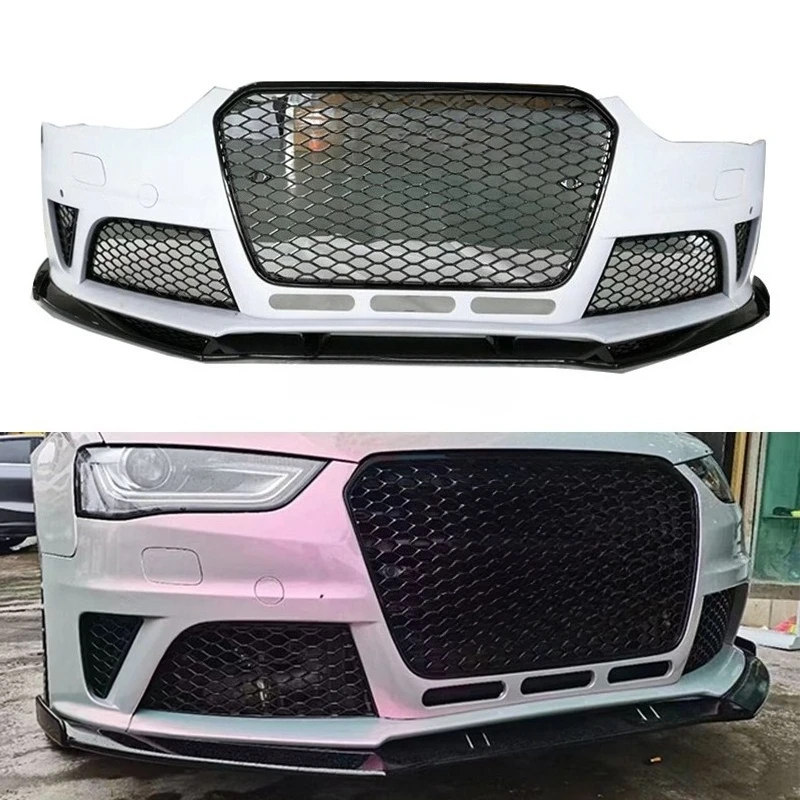 

Factory Price Upgrade Car Body Kit Front Bumper with Front Lip Grille for A4 S4 B8.5 to RS4 Style 2013-2016