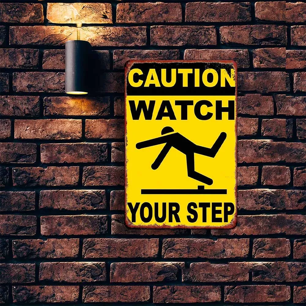 قطعة واحدة، علامة القصدير، التحذير: ذهن خطوتك - لوحة القصدير مناسبة لغرفة النوم، البار، المرآب، الحديقة، الديكور الخارجي، ديكور الحائط، #5