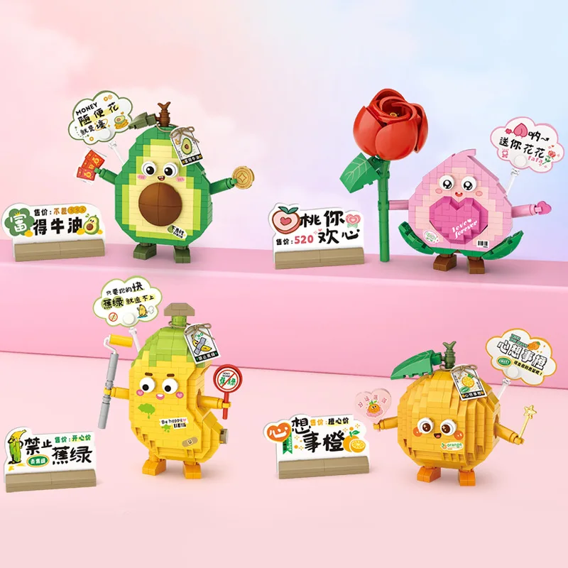 Bausteine Obst Modell Dekoration Simulation Rose Schule Geschenk Spielzeug kleine Partikel