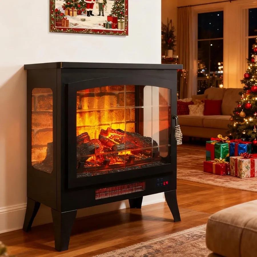 

21, электрический обогреватель для камина, отдельно стоящий с реалистичным пламенем, таймер с дистанционным управлением, регулируемый термостат яркости