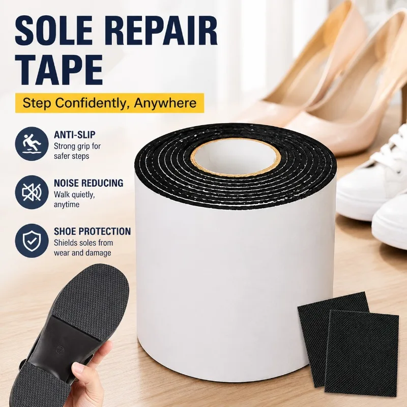 Self Adhesive Sole Repair Tape Anti Slip Noise Reducing Protective Film for High Heels, Sports Shoes, Sandals