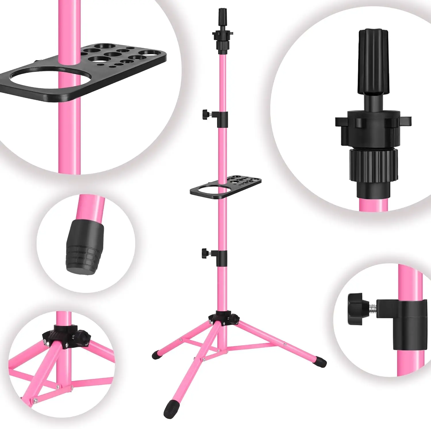 Wig Tripod Stand with Tray 125cm Metal Wig Mannequin Head Tripod Stand For Hairdressing Training Head Adjustable Wig Tripod