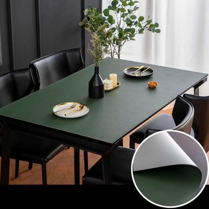 Reversible Leather Tablecloth Solid Color Waterproof Oil-proof Coffee Table Mat Rectangular PU Tablecloth Table Cover
