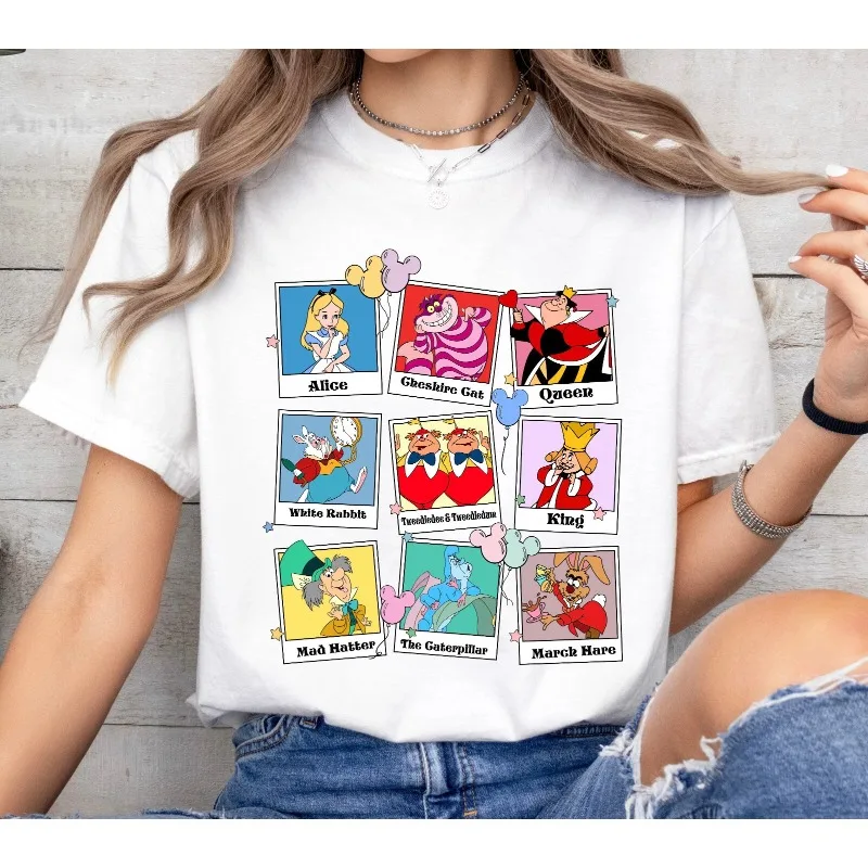 مغامرات ديزني أليس في شخصيات بلاد العجائب للجنسين أزياء غير رسمية جديدة للزوجين ملابس الشارع للرجال والنساء