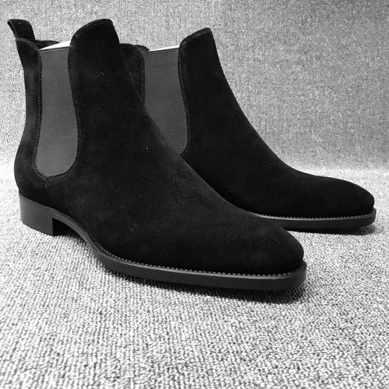 Botas Chelsea de diseñador para Hombre, botines de terciopelo de lujo, zapatos de cuero de gamuza de alta calidad, Botas de vestir