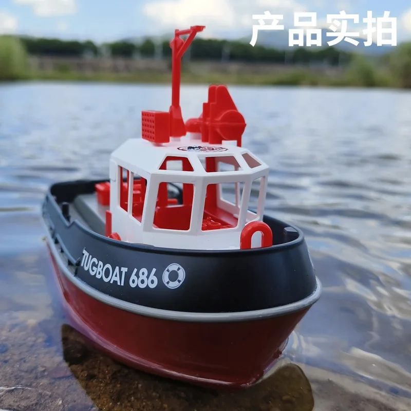 

Remote Control Tugboat 1:72 Simulation Red Fire Boat 2.4g Toy Model Decorated Fishing Boat Children's Christmas Birthday Gift