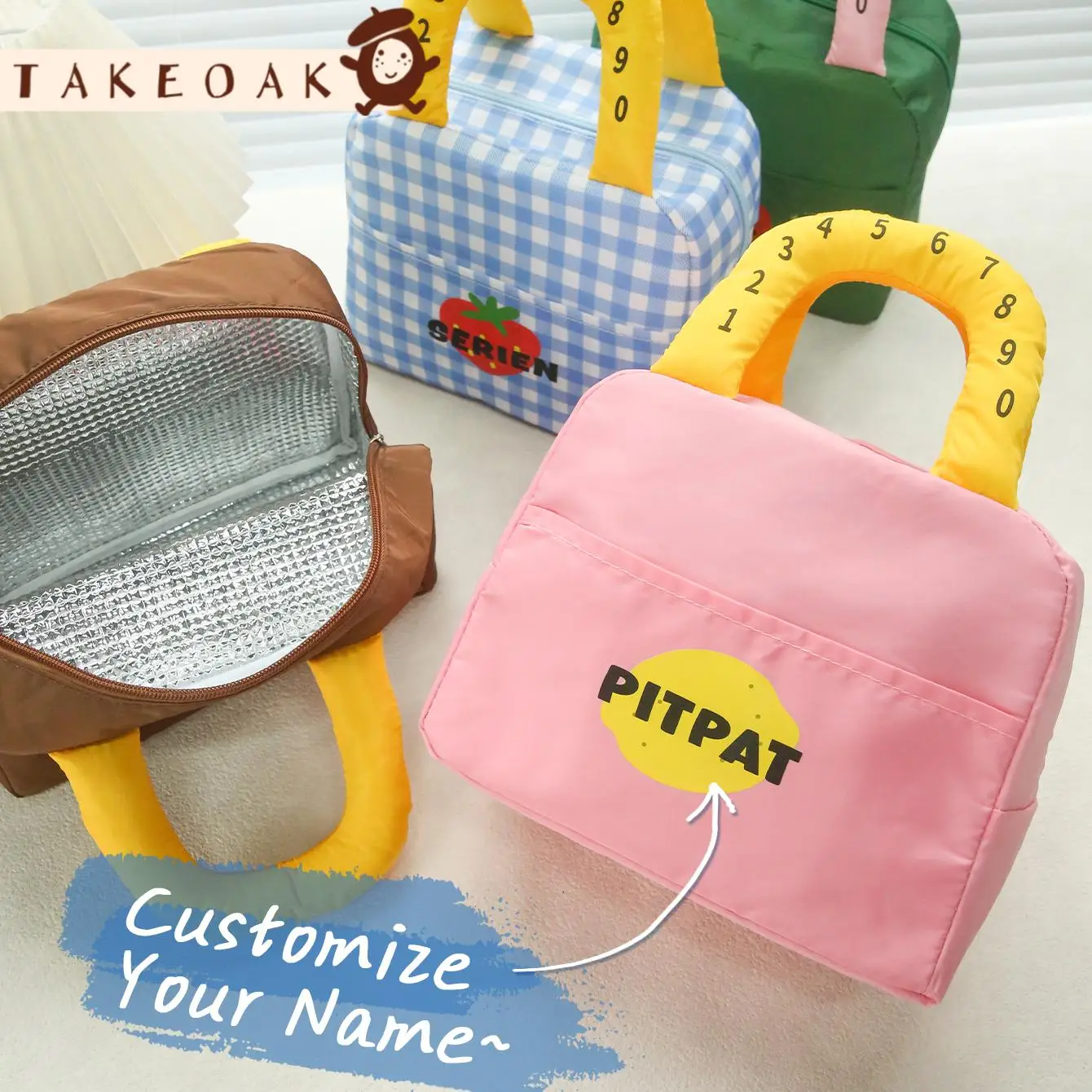 Takeoak Personalized Insulated Lunch Bag Bento Pack Aluminum Foil Rice Bag Meal Pack Student Bento Lunch Outdoor Easy Handbag